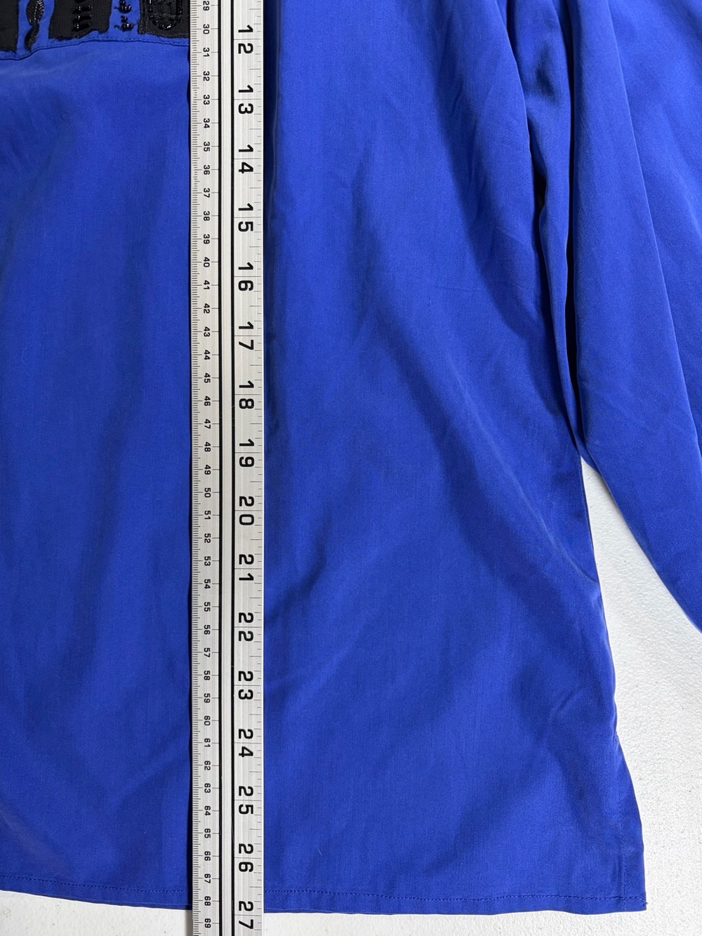 Chico's Cobalt Blue Beaded V-Notch Blouse (1) - Picture 8 of 12